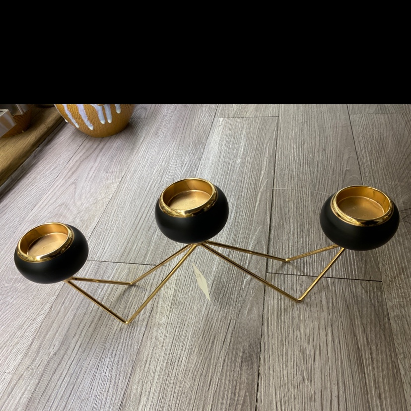 Motto Art Electroplated Candlestick Decoration Three-Headed Candlestick Gold Specification drawing