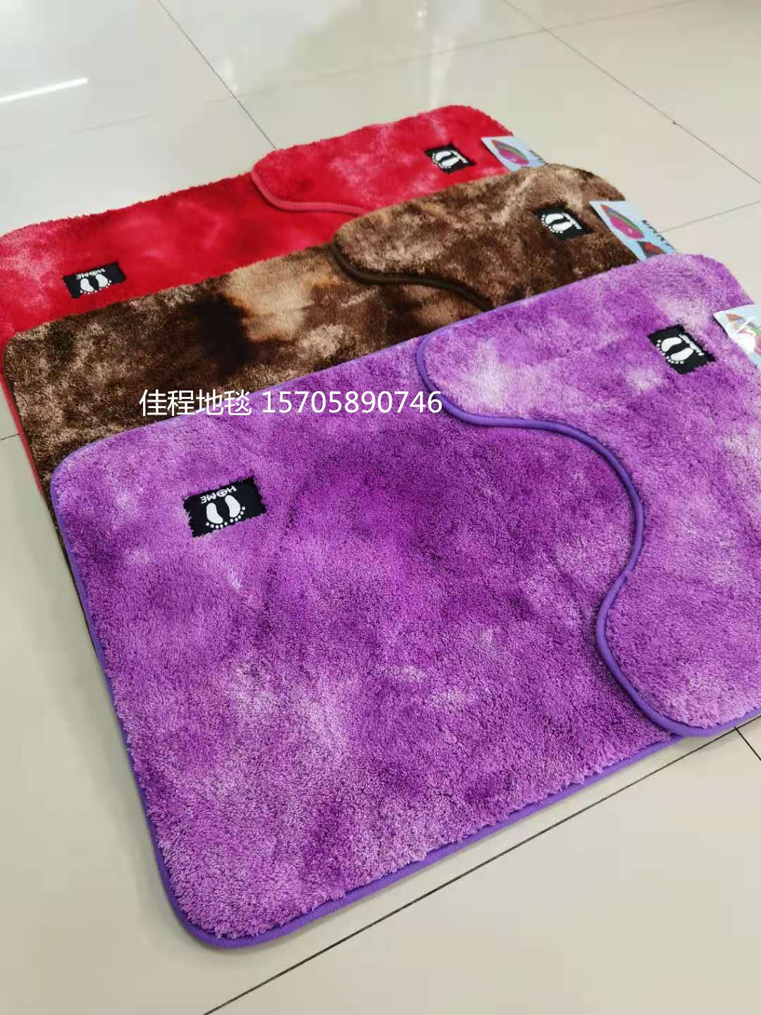 New tie-dyed cartoon sticker doll toilet 2-piece set combination floor mat, gradient cartoon floor mat toilet combination mat Specification drawing