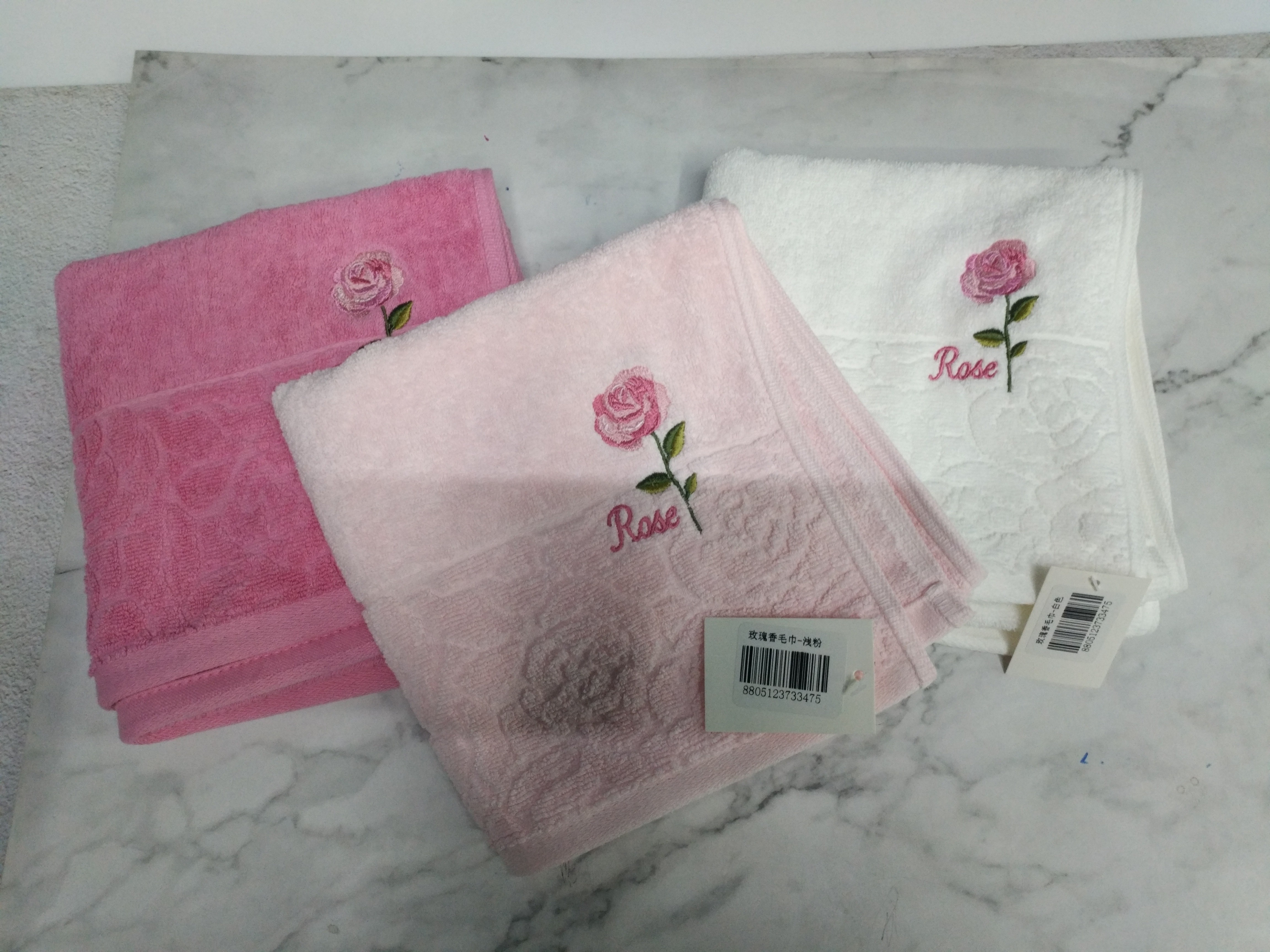 Rose-scented towel - white/light purple/dark purple *30 embroidered detail image 2