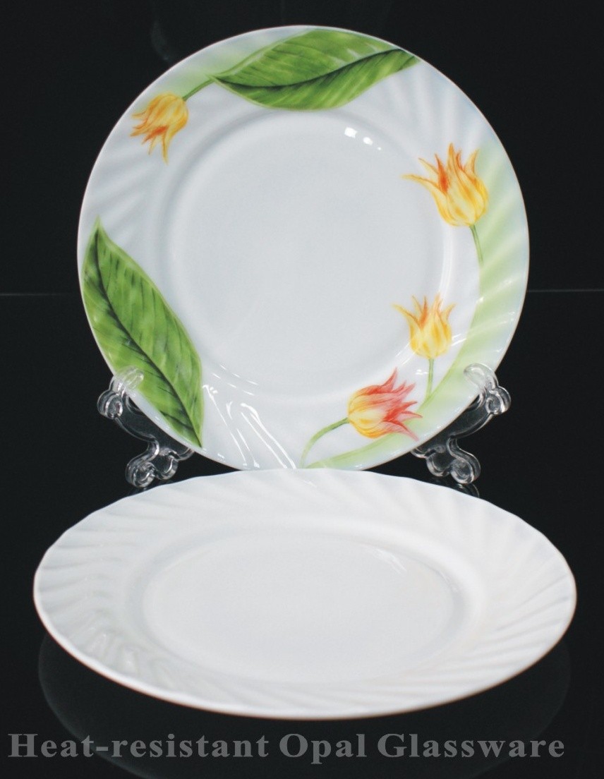 10寸餐盘白玉盘盘乳白玻璃家用酒店用-flat plate10'详情图1