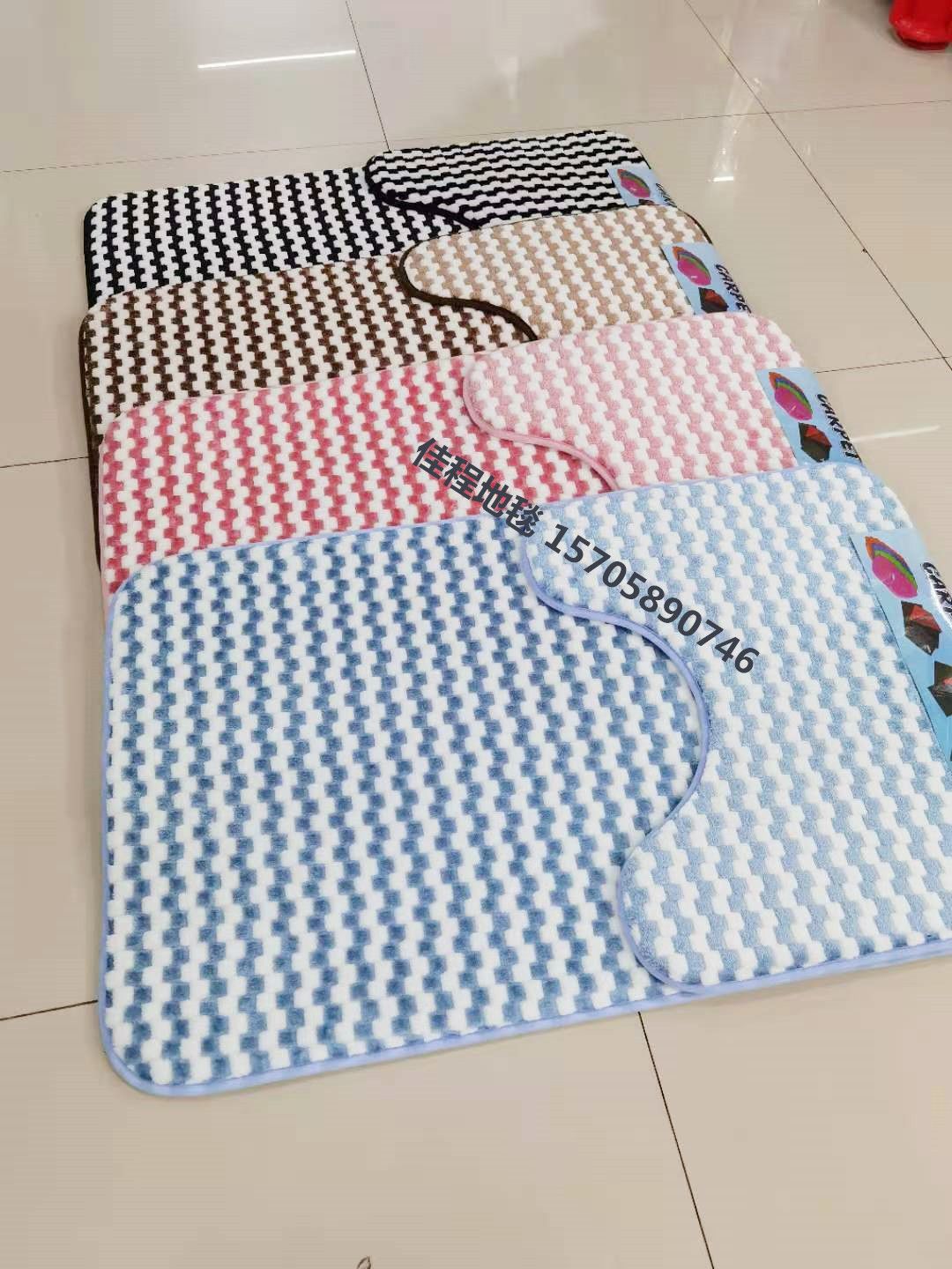 2-piece set of grid toilet toilet combination mat, 2-piece set of grid toilet, classic grid series floor mat, size 50*80cm series Specification drawing