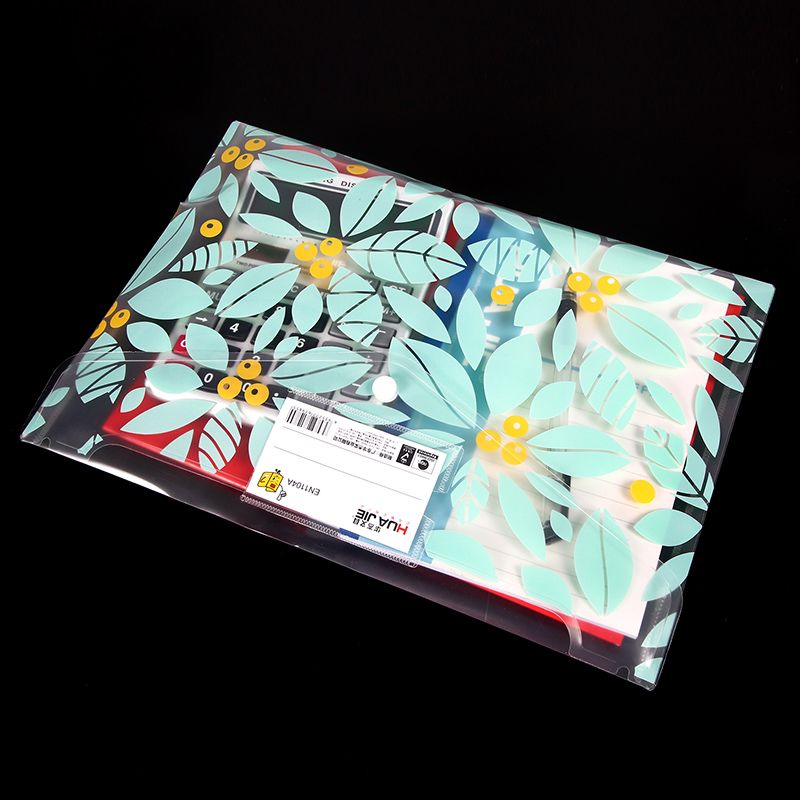 华杰厂家直销透明按扣袋A4 PP文件袋印刷纽扣袋广告logo定制 贴牌详情图6