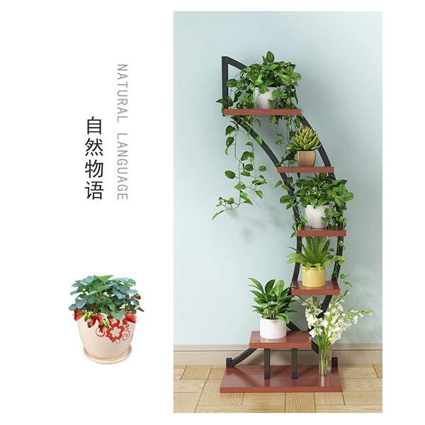欧韩花架子多层室内特价阳台置物架铁艺客厅省空间花盆落地式绿萝      A619      月亮详情图7