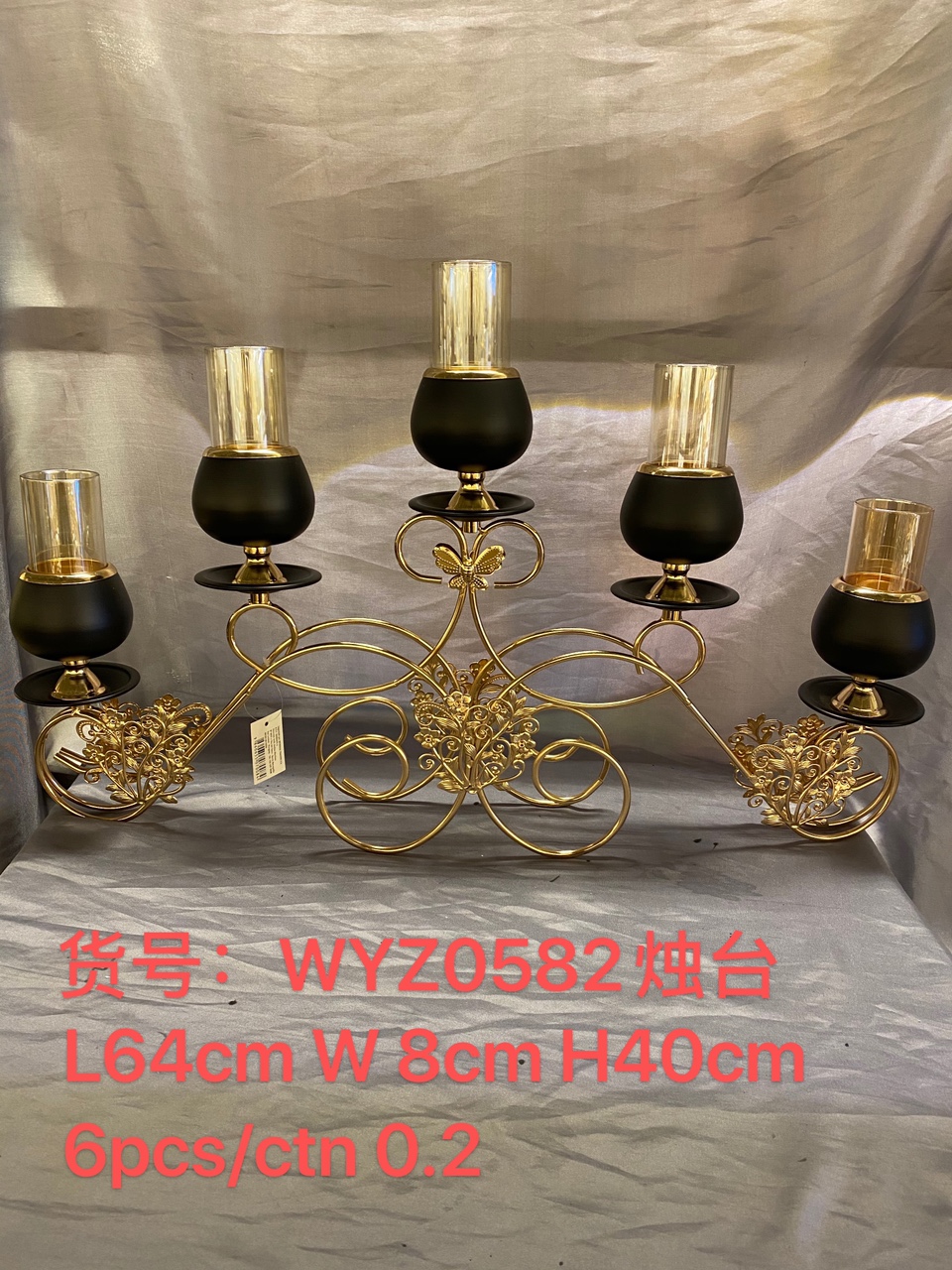 Motto Art 5 Head Flower Stand Candlestick Electroplated Metal Decoration