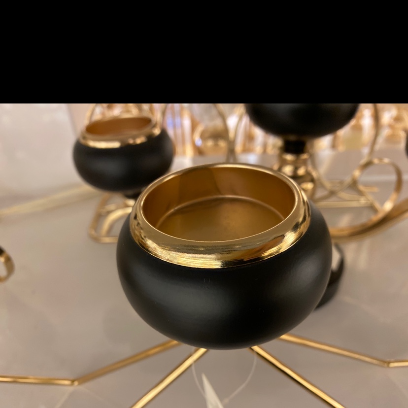Motto Art Electroplated Candlestick Decoration Three-Headed Candlestick Gold details Picture