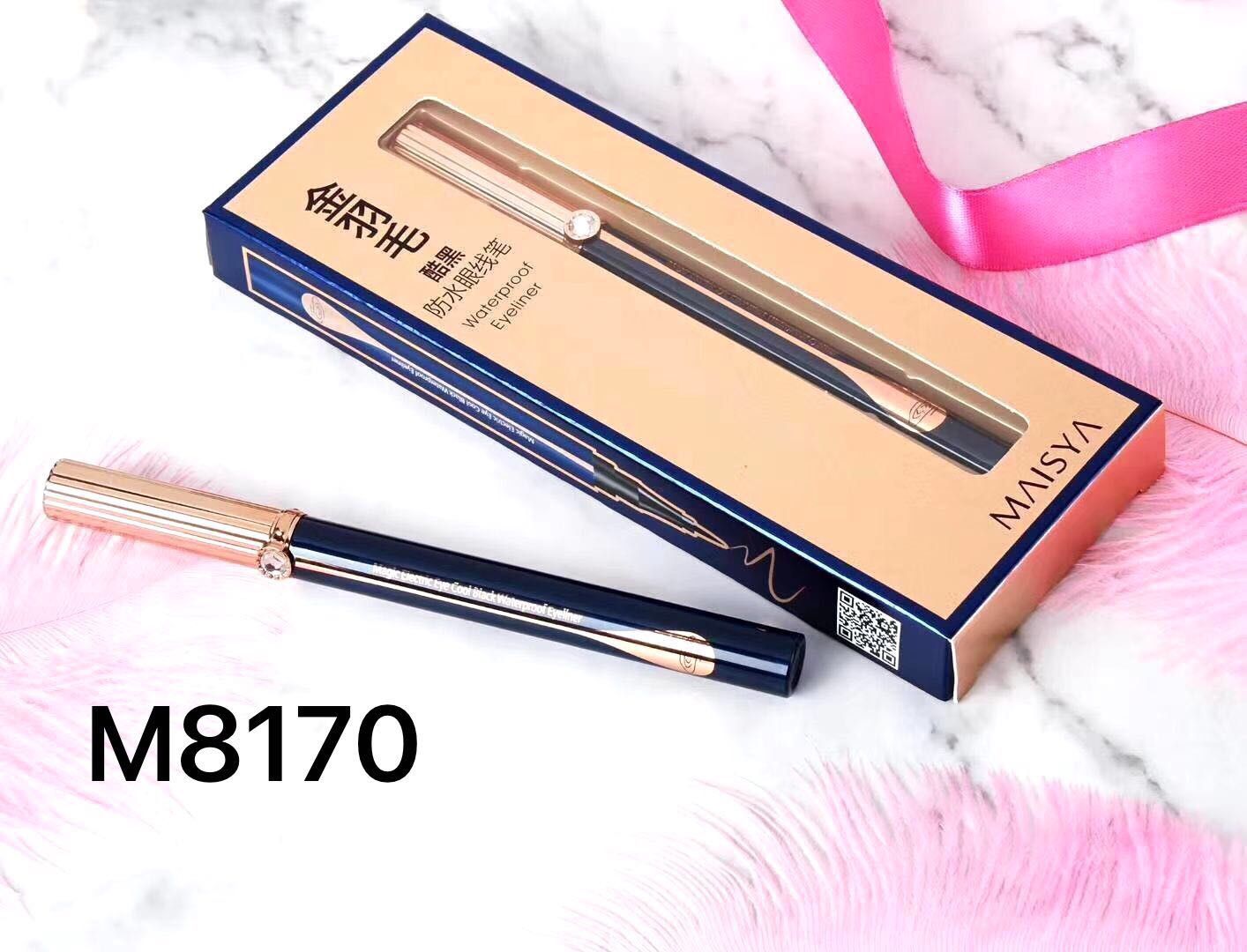 0.8Ml Maisya Instant Dry Color Rich Gold Feather Cool Black Waterproof Eyeliner Pencil details Picture