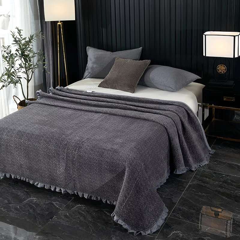 200*230 Plain Milk Fleece Bed Cover 8