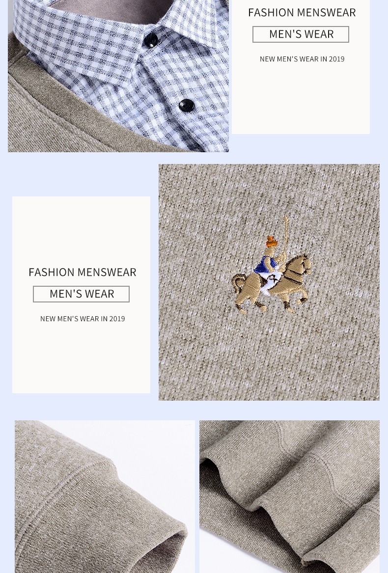 Men's two-piece sweater and shirt collar, trendy and fashionable casual men's top, autumn and winter base layer knitted sweater men's wholesale detail image 11