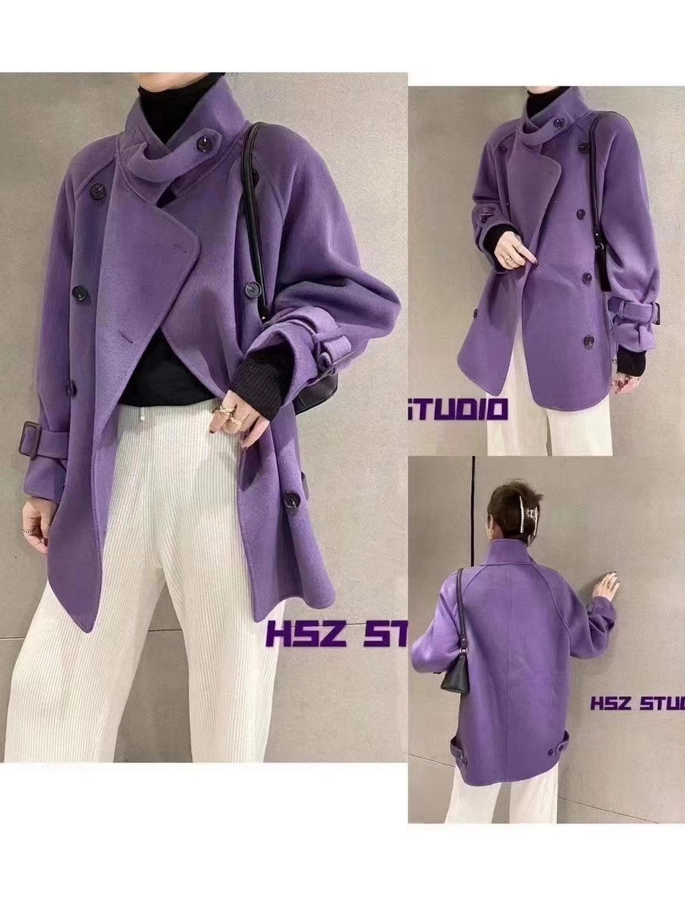 Cashmere coat purple