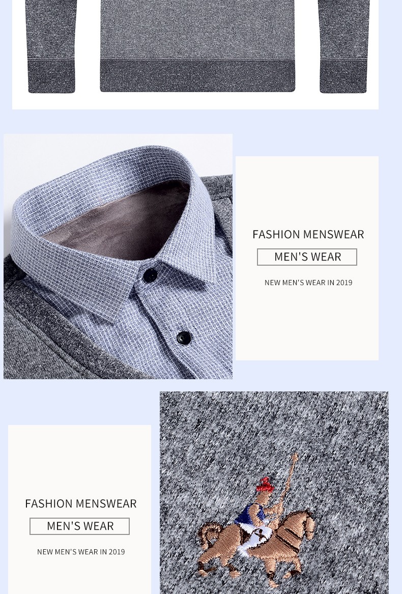 Men's two-piece sweater and shirt collar, trendy and fashionable casual men's top, autumn and winter base layer knitted sweater men's wholesale detail image 15