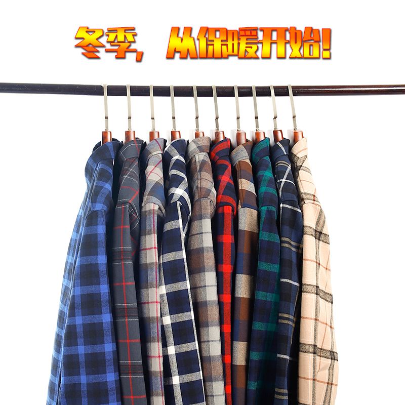 New fleece men's long-sleeved shirts for autumn and winter, men's casual formal wear, checked shirts, men's business office inch shirts Specification image