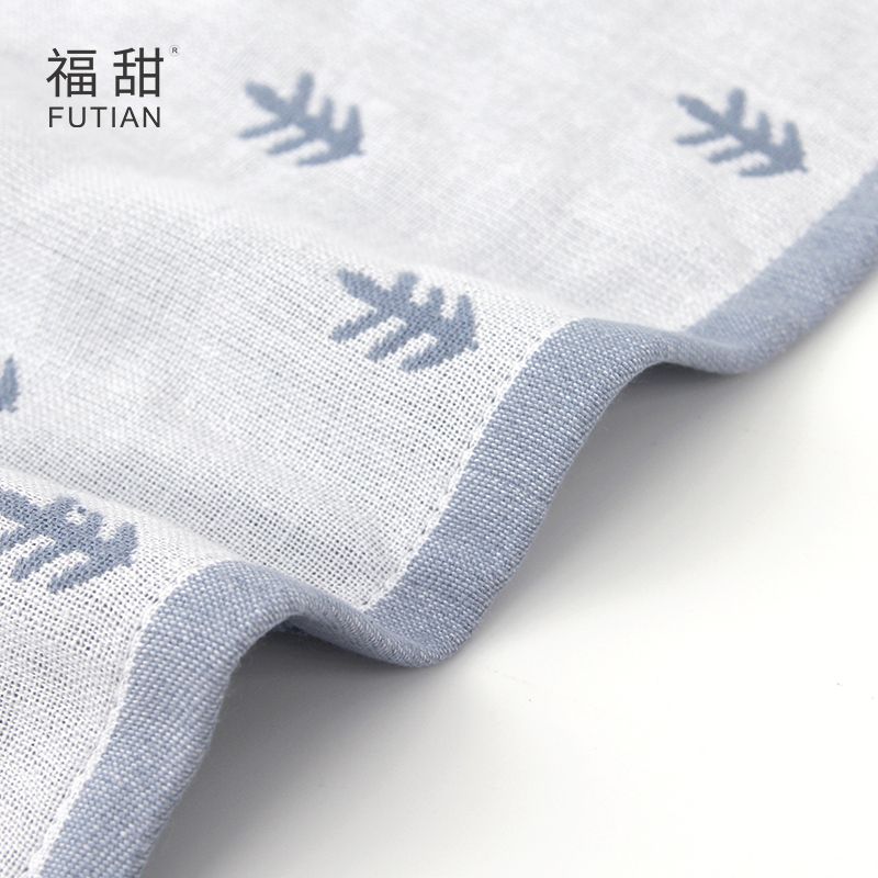 义乌好货-福甜-纯棉纱布洗脸毛巾成人情侣面巾田园风小树毛巾白底实物图