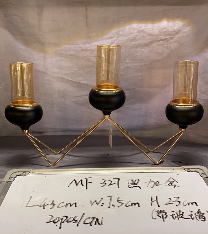 Motto Art Electroplated Candlestick Decoration Three-Headed Candlestick Gold