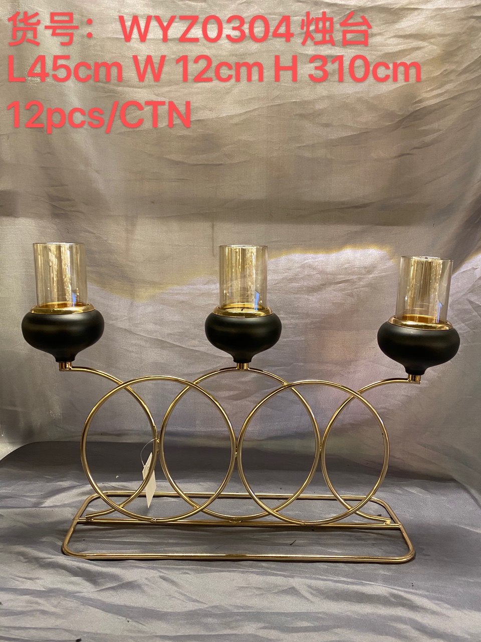 Motto Art Candlestick Electroplated Three-Head Candlestick Iron Ornament