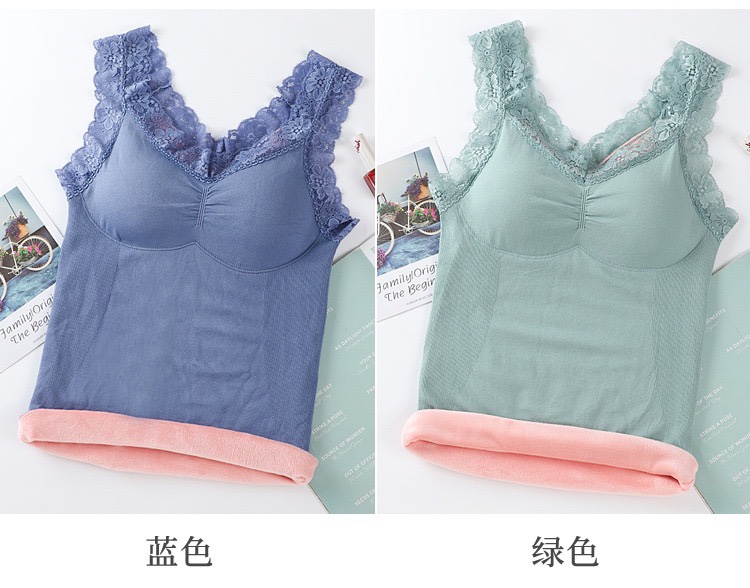 新款保暖背心加绒加厚无痕发热棉内衣性感修身防寒打底内衣时尚款带胸垫详情图7