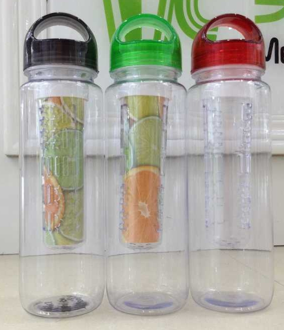 塑料杯 水果杯带水果漏 三色混 可定制