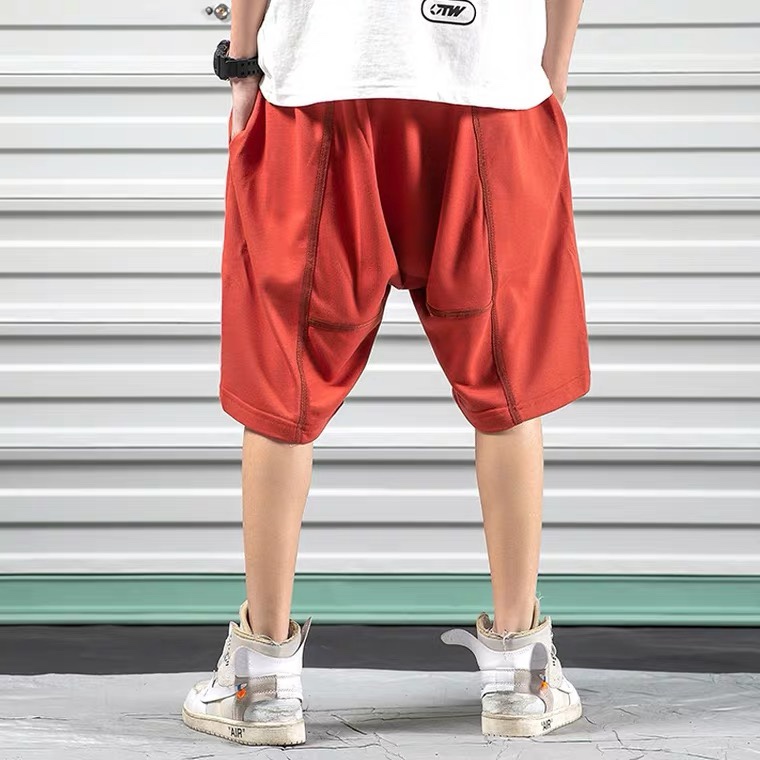 Fat shorts, men's oversized sports basketball pants, men's wide-leg Harem pants, summer Chinese trend hip-hop capre pants