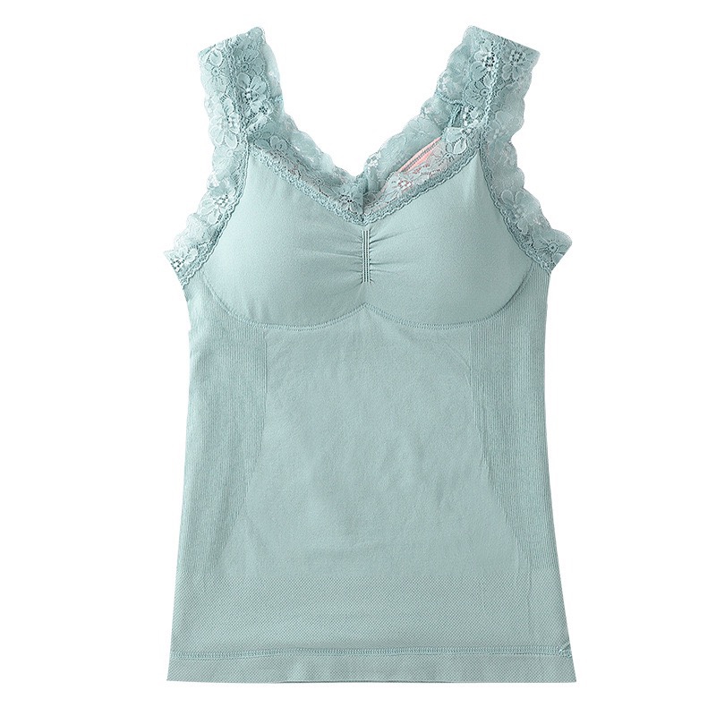 新款保暖背心加绒加厚无痕发热棉内衣性感修身防寒打底内衣时尚款带胸垫详情图8