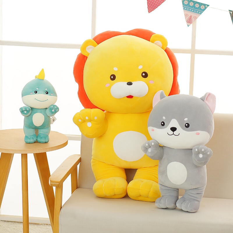 The 2022 new plush toy figurines of lions, dinosaurs, huskies and babies are soft to the touch, comfortable and do not shed Item Picture