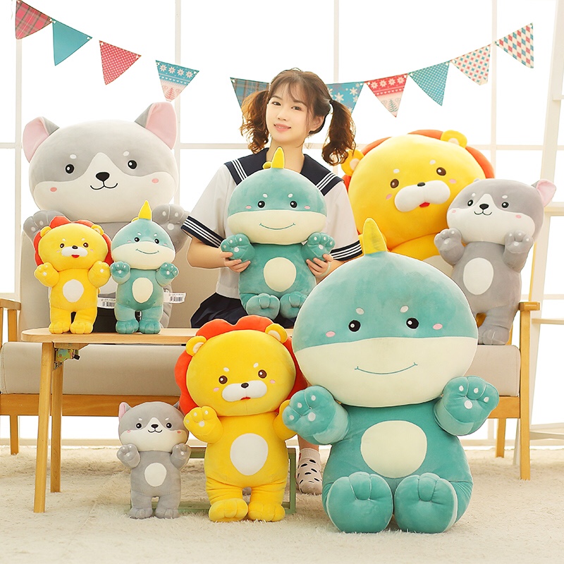 The 2022 new plush toy figurines of lions, dinosaurs, huskies and babies are soft to the touch, comfortable and do not shed details Picture