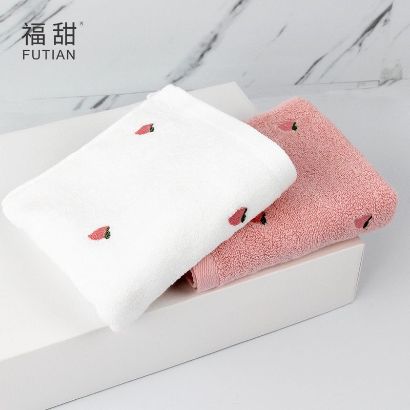 义乌好货-福甜-纯棉水蜜桃毛巾ins风情侣款吸水柔软不掉色面巾厂家直销细节图