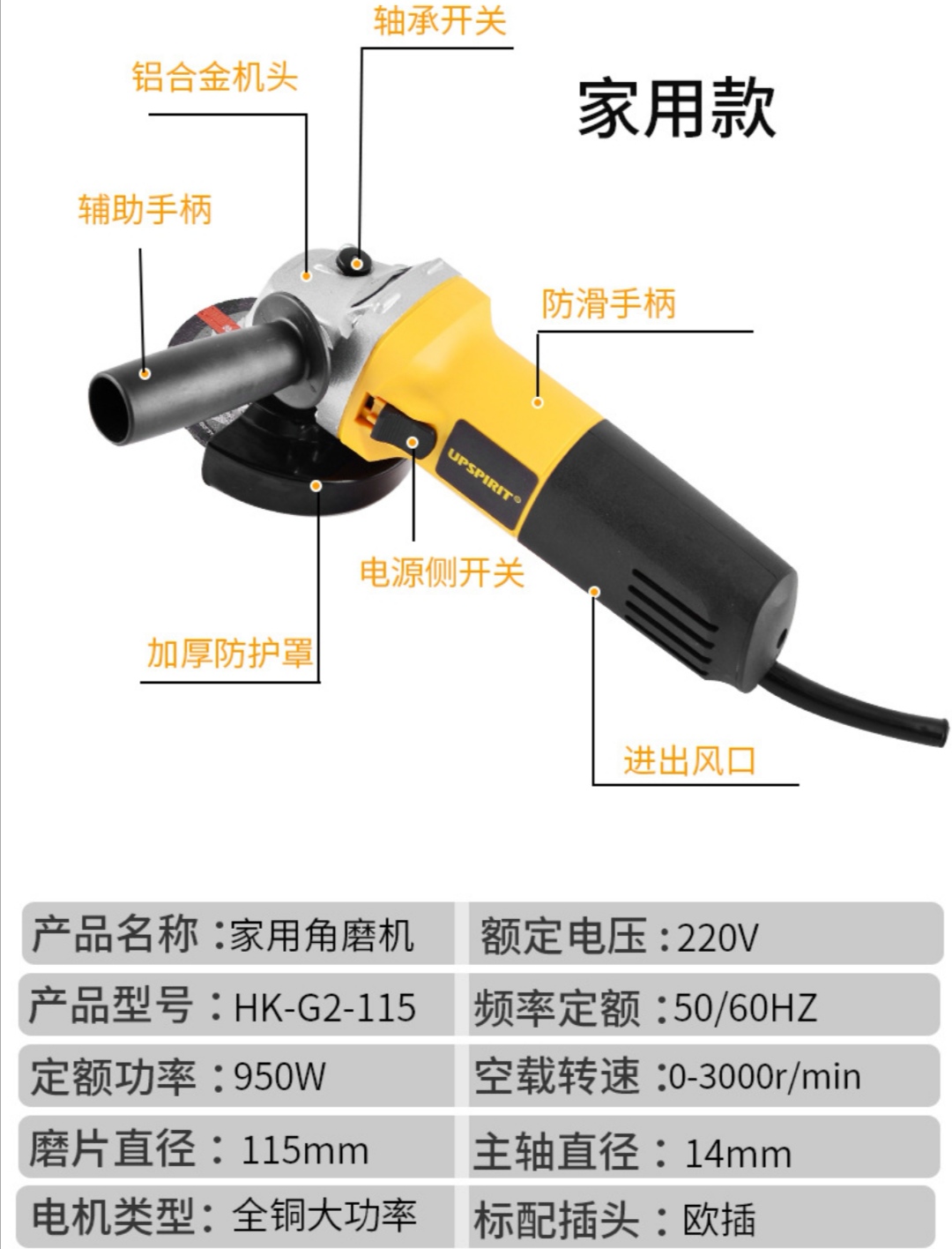 Angle grinder Specification image