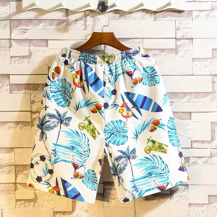 Fatty flower shorts, men's capri pants with oversized Korean trendy brand summer loose casual beach pants, men's big underpants