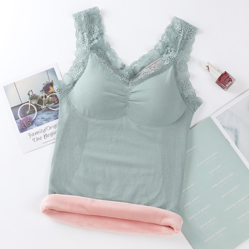 新款保暖背心加绒加厚无痕发热棉内衣性感修身防寒打底内衣时尚款带胸垫详情图6