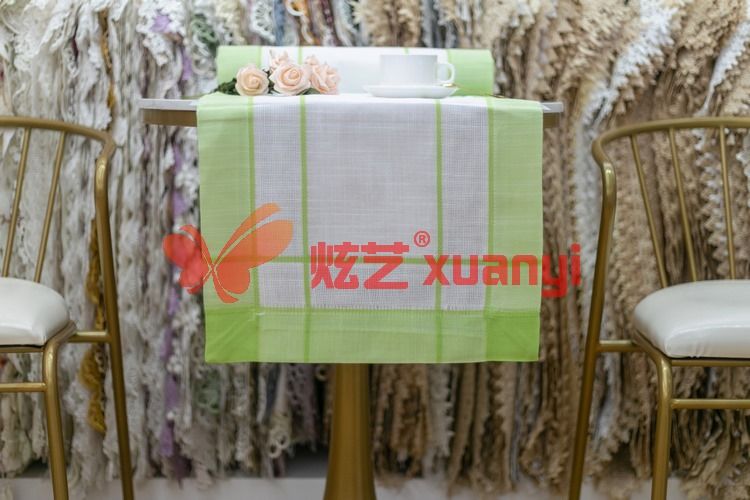 炫艺绣品 现货007色织小竹节无绣花款仿抽纱台布 机绣台布 16*72 12*18 16*36