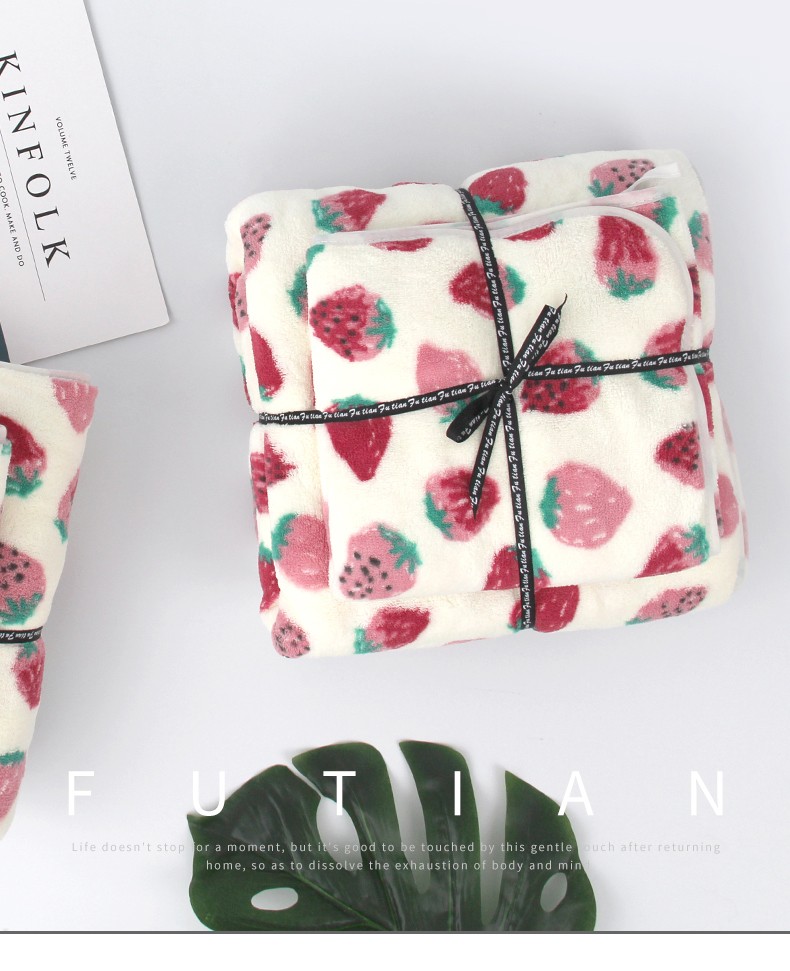 Yiwu Quality Products - Futian - Coral Fleece Super Absorbent Towel Bath Towel Set, Fashionable Printed Soft Towel Set, Skin-Friendly Two-piece Set detail image 1