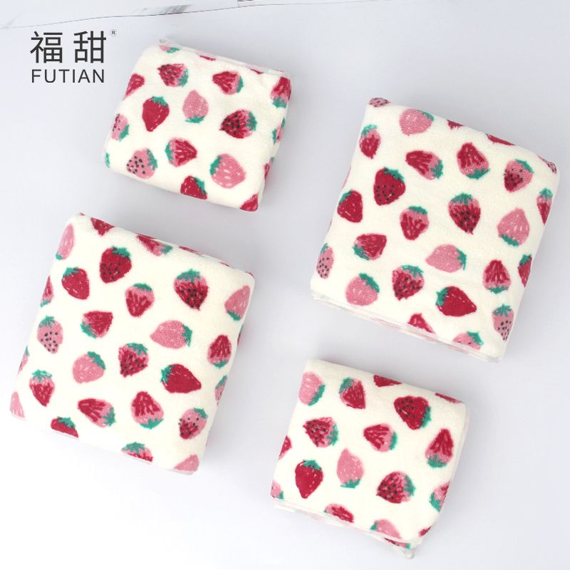 Yiwu Quality Products - Futian - Coral Fleece Super Absorbent Towel Bath Towel Set, Fashionable Printed Soft Towel Set, Skin-Friendly Two-piece Set details Picture
