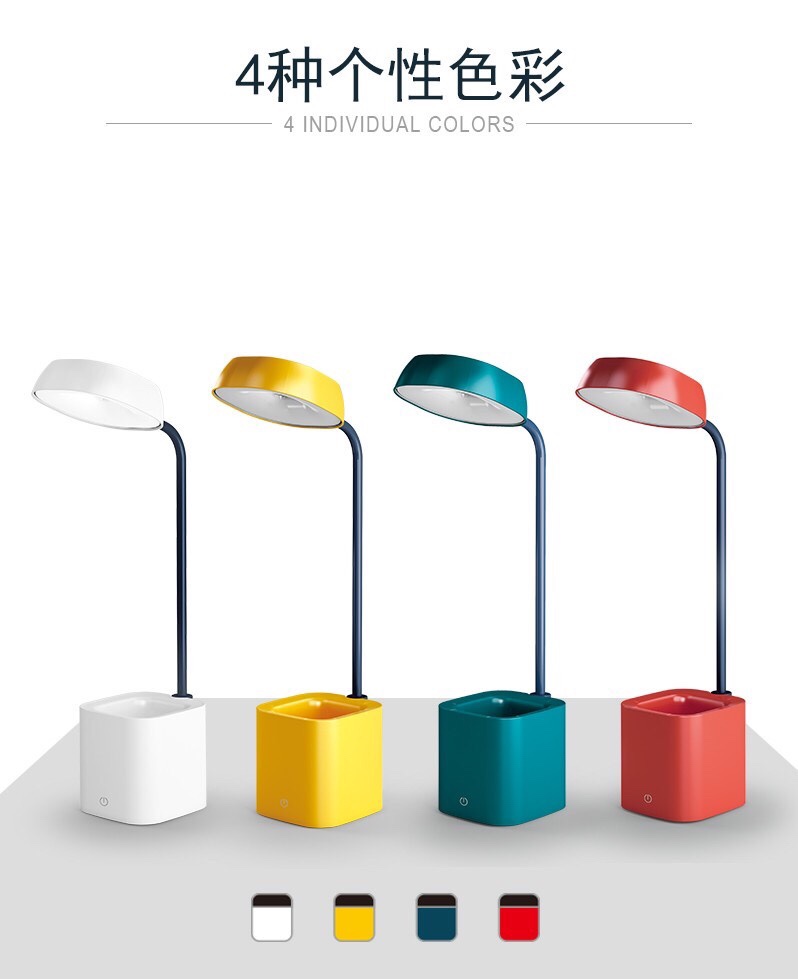 Student learning creative desk lamp with three touch square LED pen container thumbnail