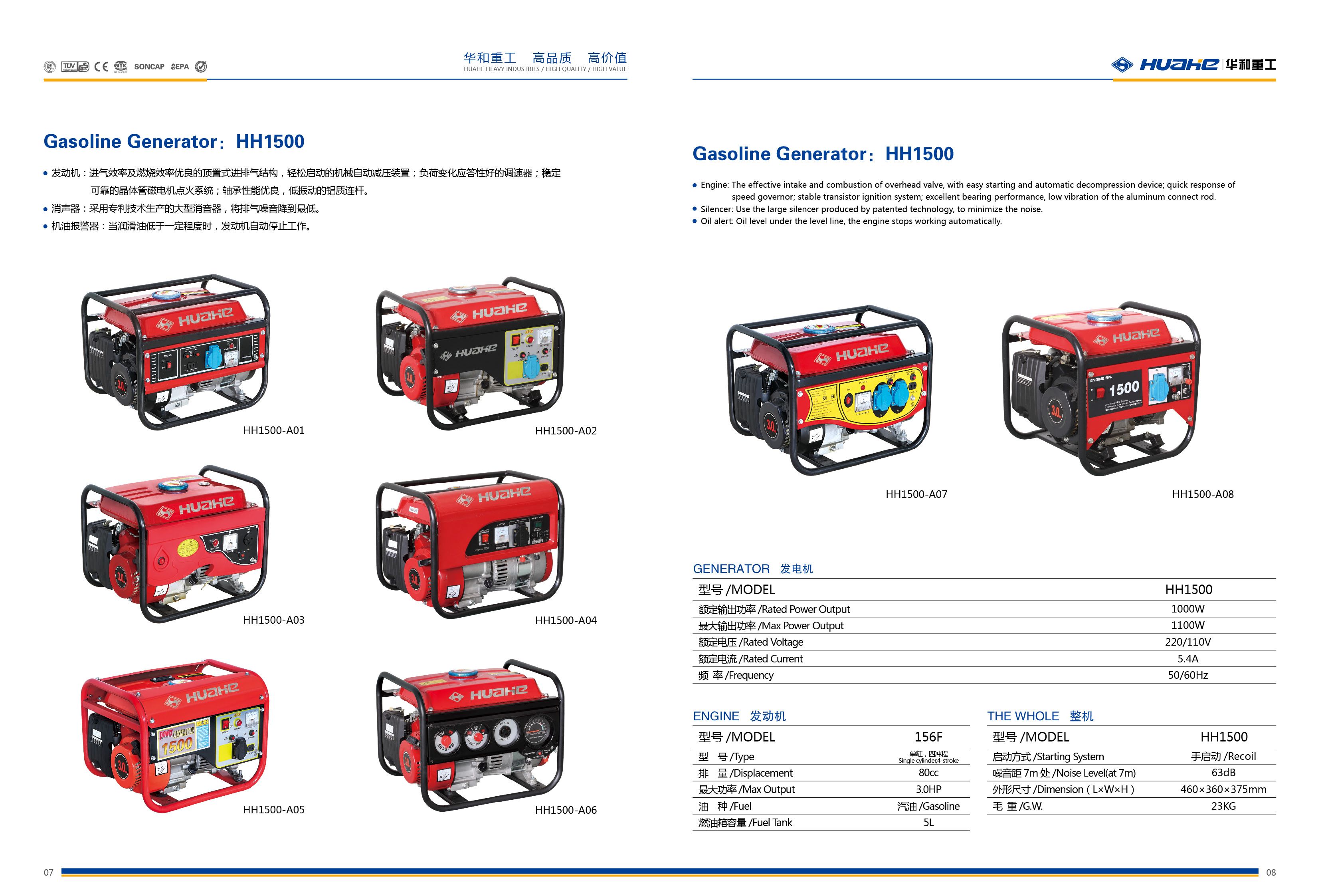 汽油发电机 650W 强劲动力