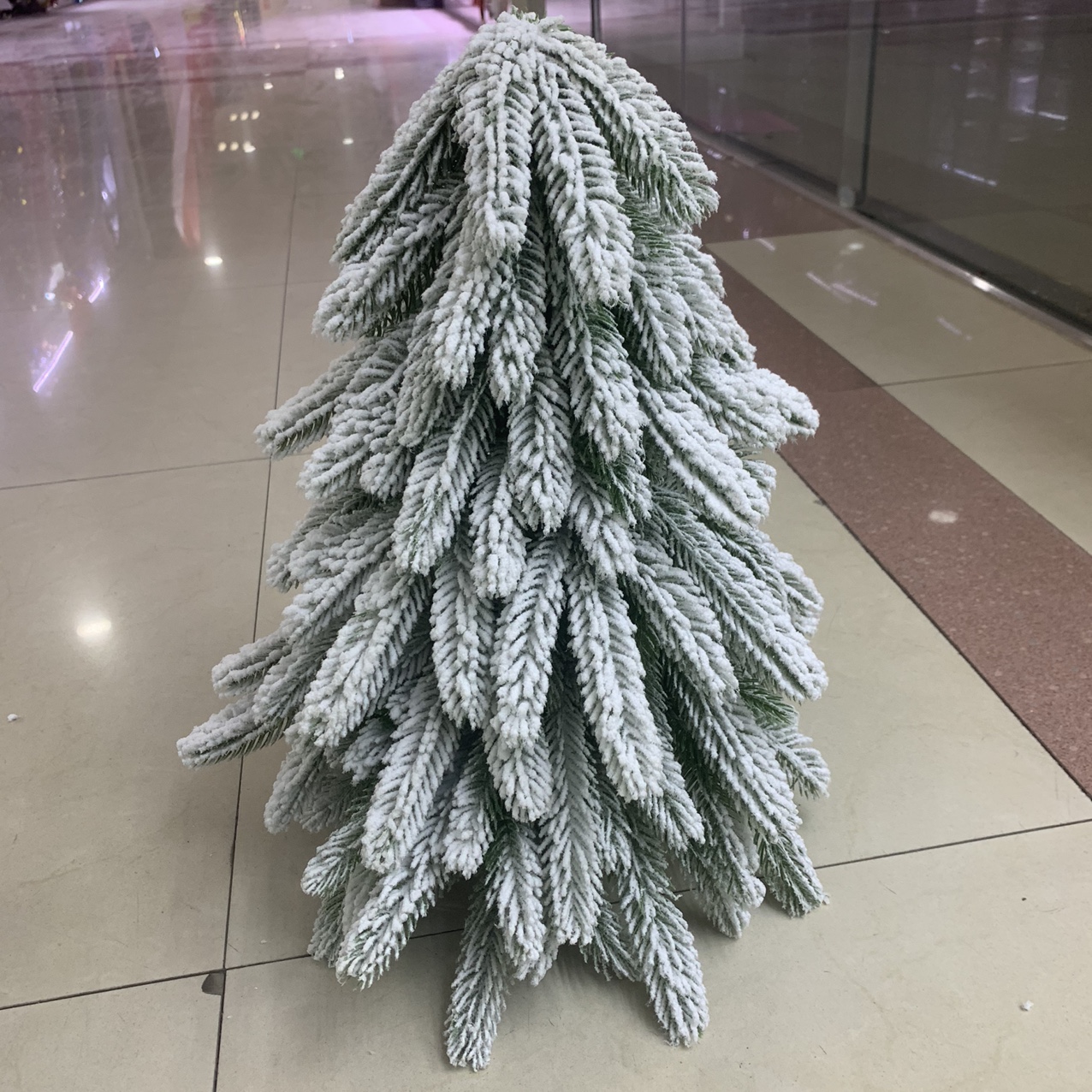 迷你植绒圣诞树雪花摆件