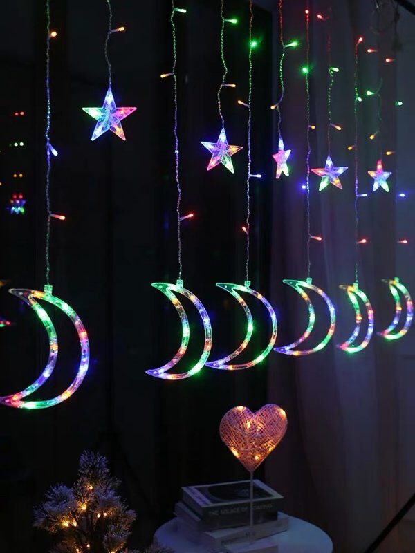 全民塑料灯饰彩灯led 月亮星星 节日装饰 房间布置装饰