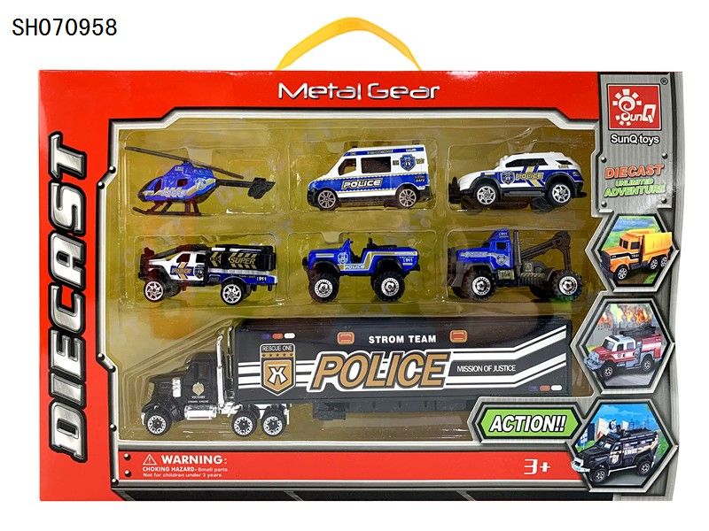 SH070958 Toy car children copy police car model set gift box scooter model boy car combination wholesale thumbnail