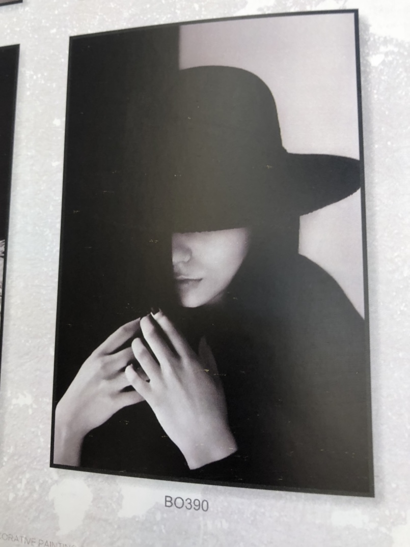 黑白抽象人物玻璃画