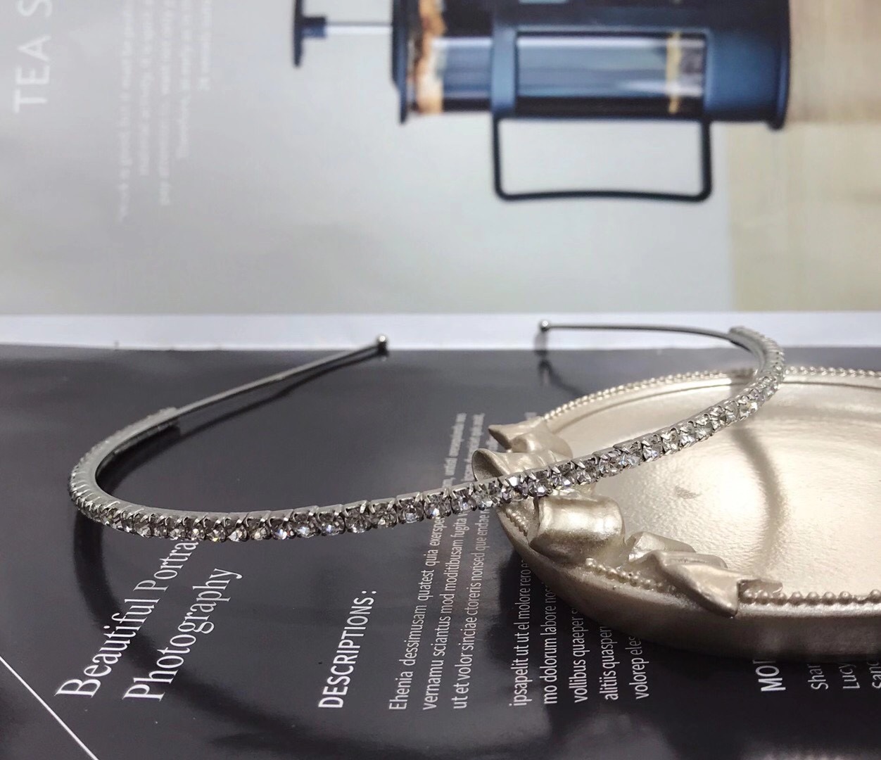 Korean version of rhinestone alloy headband silver thumbnail