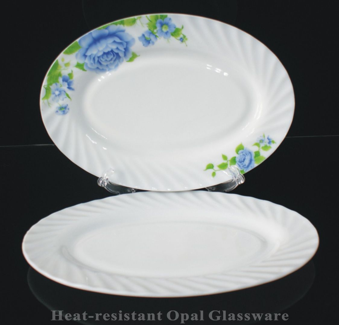 fish plate义乌好货鱼盘玻璃盘水果盘-10寸腰盘 oval plate细节图