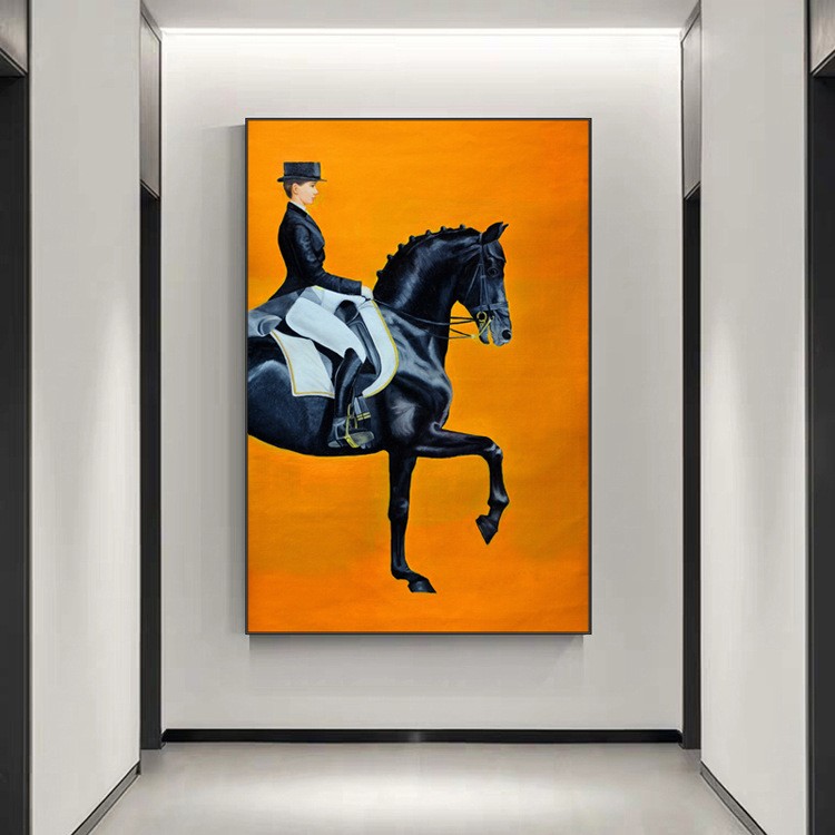 Modern entrance hall decorative paintings, light luxury soft decoration murals, orange Ma Yinglun-style restaurant oil paintings, Nordic-style living room wall hangings detail image 6