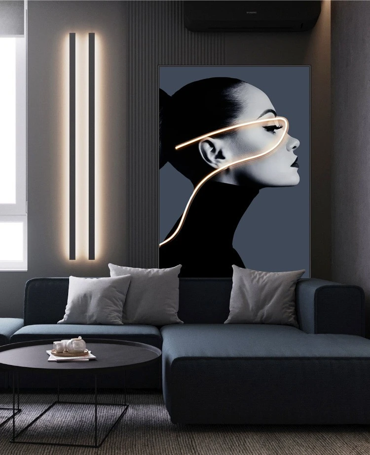 Modern light luxury minimalist figure wall paintings, large-sized decorative paintings for modern living rooms, industrial-style super-large floor-to-ceiling wall paintings detail image 7