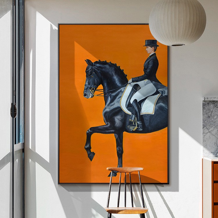 Modern entrance hall decorative paintings, light luxury soft decoration murals, orange Ma Yinglun-style restaurant oil paintings, Nordic-style living room wall hangings detail image 5