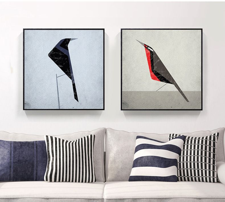 Shengshi Nordic living room decorative paintings, modern and simple dining room wall paintings, murals, sofa background wall paintings, bird paintings, retro style details Picture