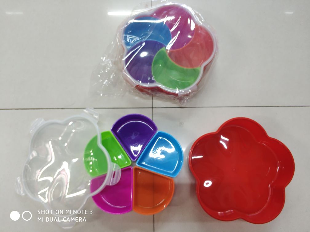 花朵形糖果盘 塑料密封果盘  直径27.5×高8cm