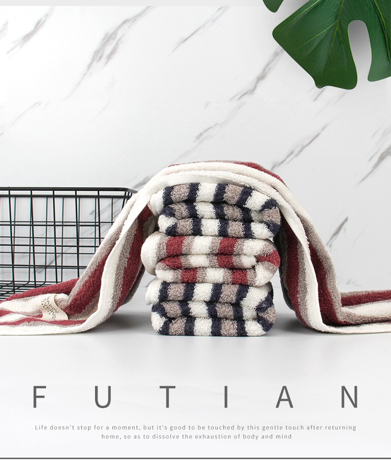 Yiwu Good Goods - Futian - Vertical Stripe Towel Absorbent Couple Face Towel Fashion Men And Women Face Towel full figure