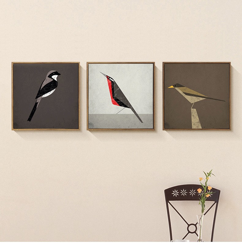 Shengshi Nordic living room decorative paintings, modern and simple dining room wall paintings, murals, sofa background wall paintings, bird paintings, retro style detail image 2