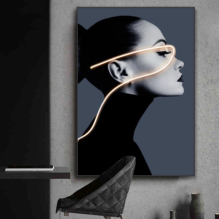 Modern light luxury minimalist figure wall paintings, large-sized decorative paintings for modern living rooms, industrial-style super-large floor-to-ceiling wall paintings detail image 6