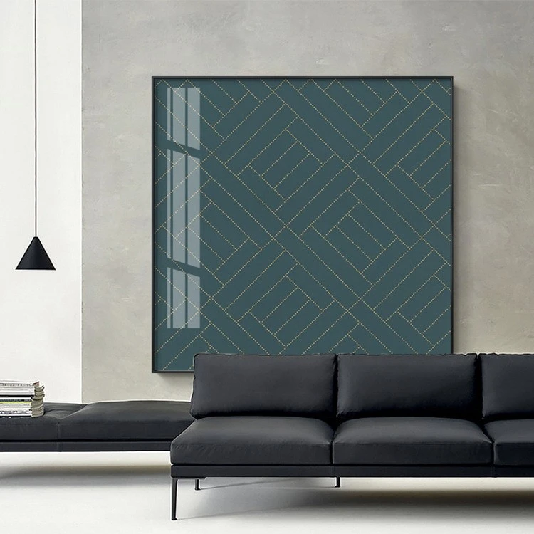 Modern, light luxury and minimalist Nordic decorative paintings with blue, white and yellow lines, bedroom and living room wall paintings, hotel murals and entrance paintings detail image 10