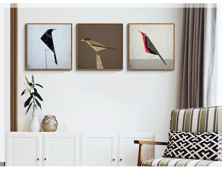 Shengshi Nordic living room decorative paintings, modern and simple dining room wall paintings, murals, sofa background wall paintings, bird paintings, retro style detail image 8