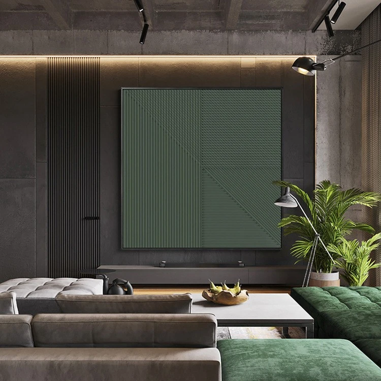 Modern, light luxury and minimalist Nordic decorative paintings with blue, white and yellow lines, bedroom and living room wall paintings, hotel murals and entrance paintings detail image 3